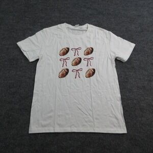 Football Bow Shirt Mens Large White Short Sleeve Crew Neck Cotton Graphic Tee